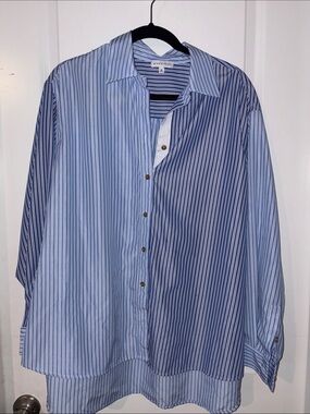 Gianni Bini women Blue & Navy Vertical Stripe Button-Down Shirt